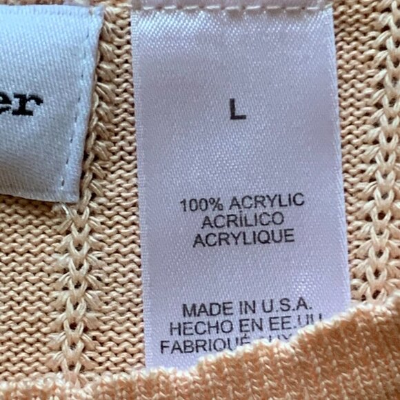 Vtg 2 Pc Sweater Pant Suit Set Peach Short Slv Shirt Top Outfit Dress USA Large - Picture 7 of 13